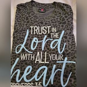 3/$35 Women's Christian T-shirt Size Medium Leopard Print